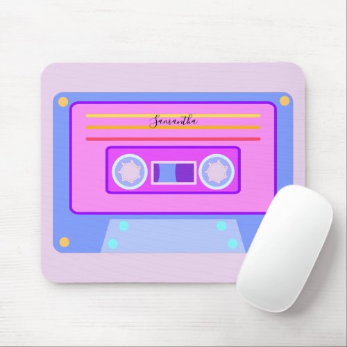 Vaporwave Aesthetic Retro Pink 90s Audio Cassette  Mouse Pad