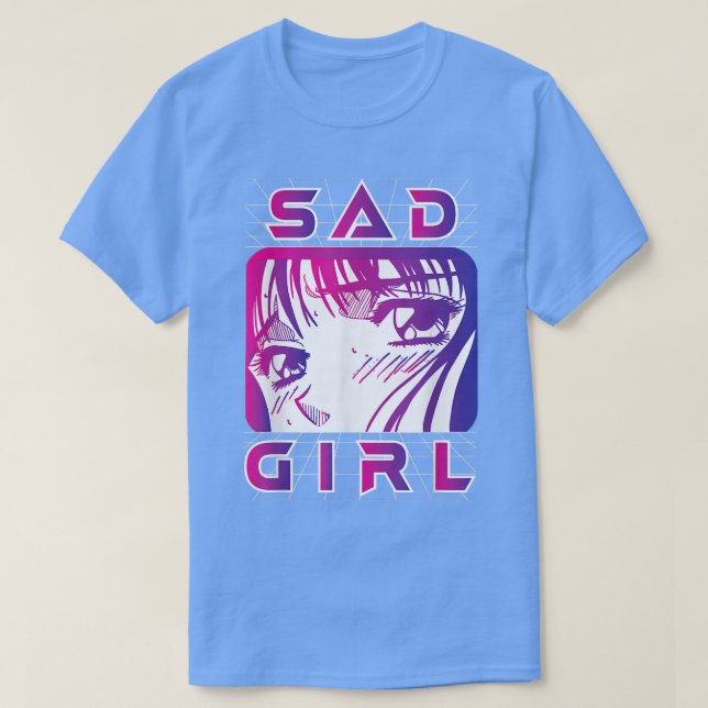 Vaporwave Aesthetic Sad Girl Retro Eboy Egirl Anim T-Shirt (Design Front)