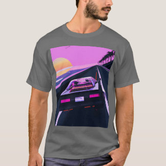 Vaporwave Aesthetic Sports Car Driving Into A retr T-Shirt