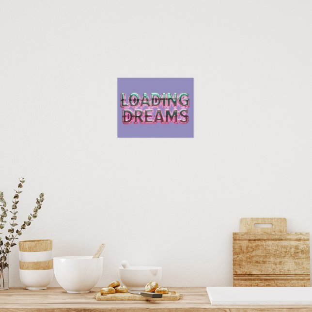 Vaporwave Aesthetics with Glitch Effect and Neon  Poster (Kitchen)