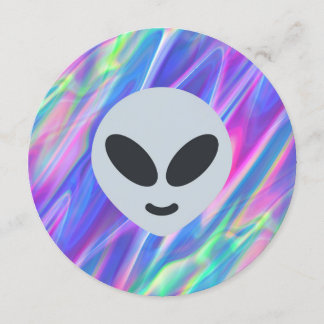 vaporwave alien emoji invitation