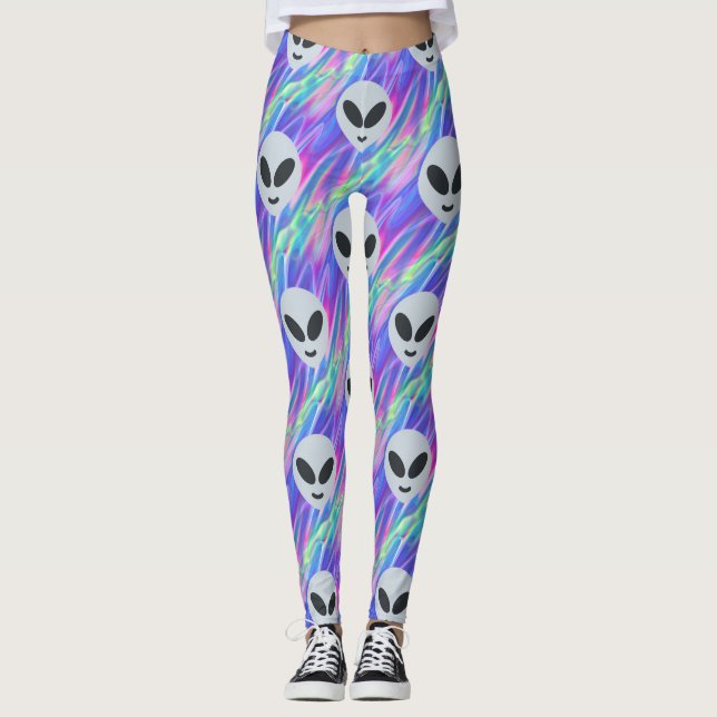 vaporwave alien emoji leggings (Front)
