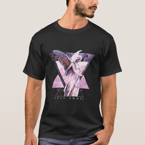 Vaporwave Angel Statue Wings Fly Away Aesthetic Ar T_Shirt