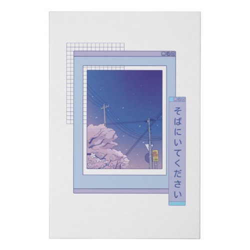 VAPORWAVE ANIME LANDSCAPE FAUX CANVAS PRINT