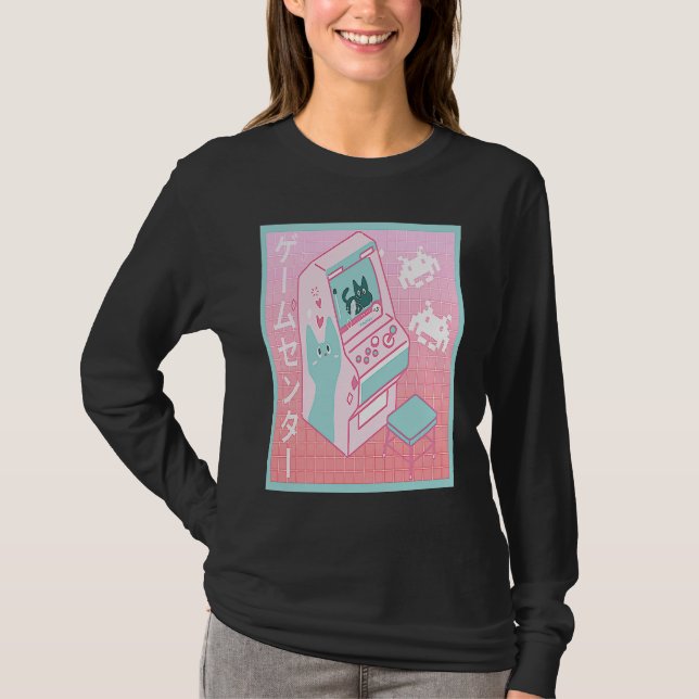 Vaporwave Arcade Center Retro 80's 90's Japanese O T-Shirt (Front)
