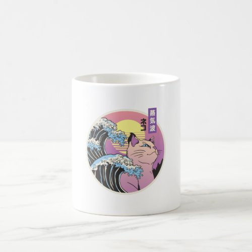 Vaporwave Cat _  Aesthetic Design Coffee Mug