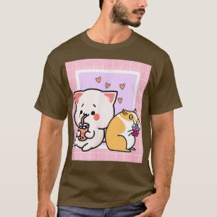 Vaporwave Cat hamster 90s Japanese Kawaii Milk T-Shirt