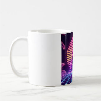 Vaporwave Christmas Tree Neon Sunset Coffee Mug