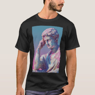 Vaporwave Classical Bust — Neon Gradient Aesthetic T-Shirt
