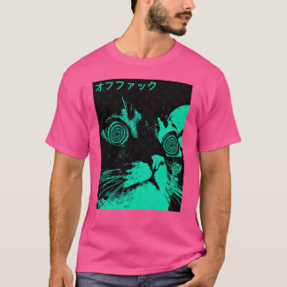 Vaporwave Cool Cat Japanese Urban Neon Style gift  T-Shirt