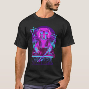 Vaporwave Dachshund DJ Turntable Sunglass Dachshun T-Shirt