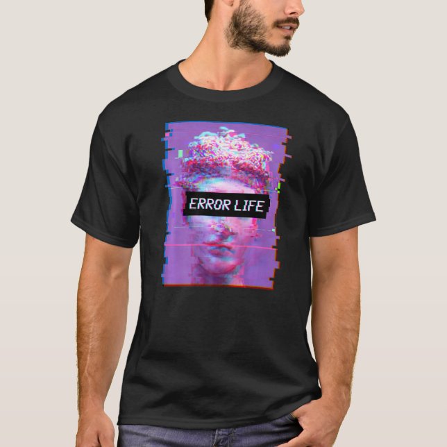 Vaporwave David Statue Aesthetic Art Error Life Mi T-Shirt (Front)