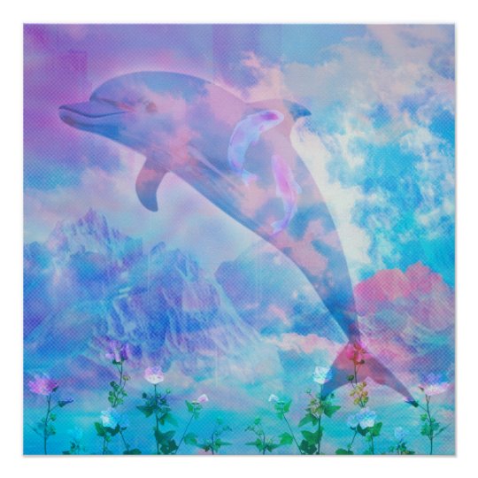 Vaporwave dolphin in the sky poster | Zazzle.com