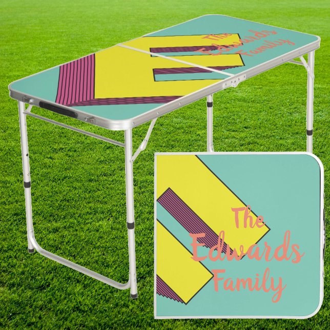 Vaporwave 'E' Family Name Throwdown Tailgate Beer Pong Table (Creator Uploaded)