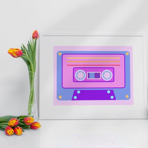Vaporwave Esthetic Lilac 90s Audio Cassette Poster