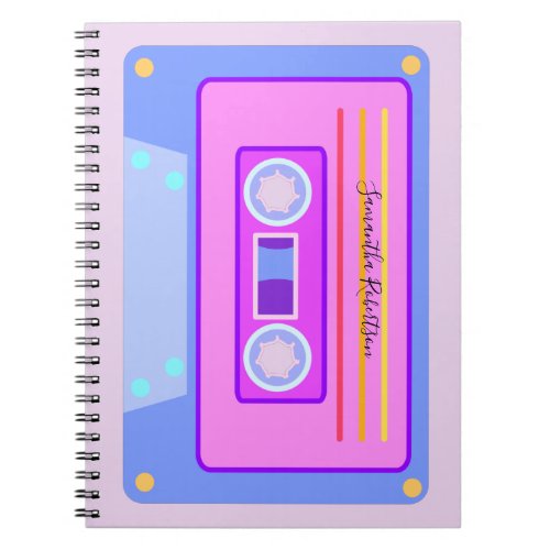 Vaporwave Esthetic Retro Pink 90s Audio Cassette Notebook