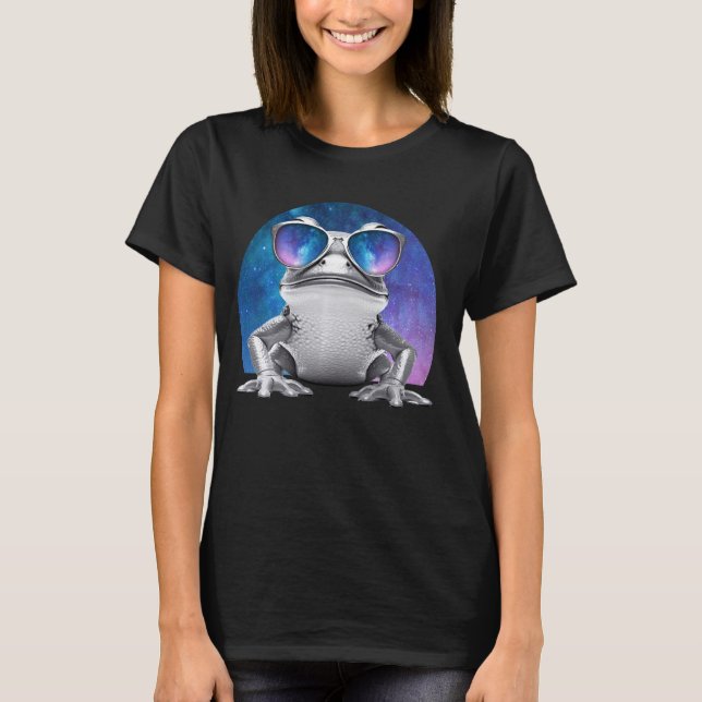 Vaporwave Frog Space Glasses Galaxy Sunglasses Toa T-Shirt (Front)