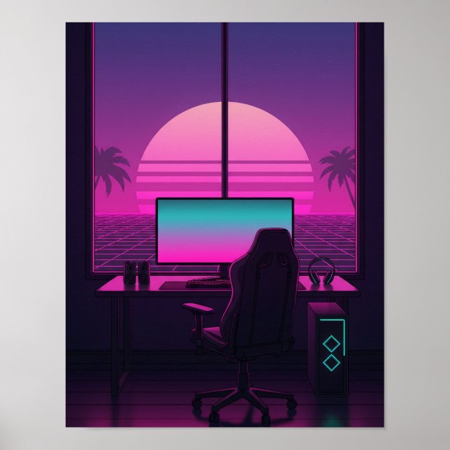 Vaporwave Gaming Desk Poster (Front)