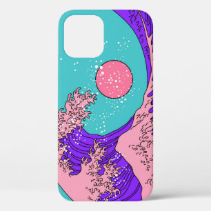 Vaporwave Great Wave: Stylized Ocean Art iPhone 12 Case