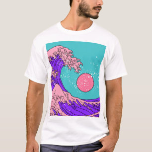 Vaporwave Great Wave: Stylized Ocean Art T-Shirt