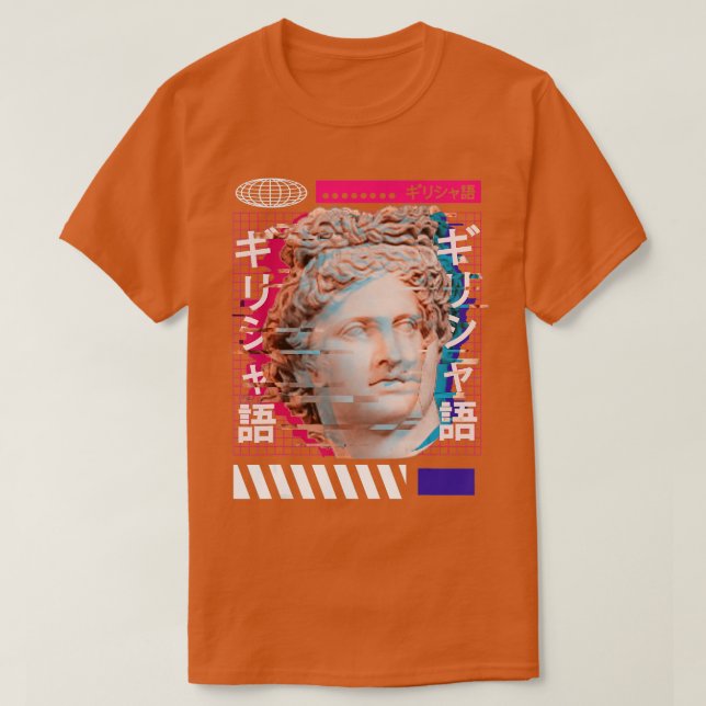 Vaporwave Greece Japanese Greek Statue Adonis  T-Shirt (Design Front)
