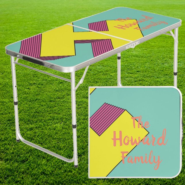 Vaporwave 'H' Family Name Throwdown Tailgate Beer Pong Table (Creator Uploaded)