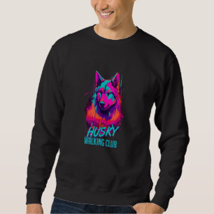 Vaporwave Husky Walking Club Retro 80s Inspired Do Sweatshirt