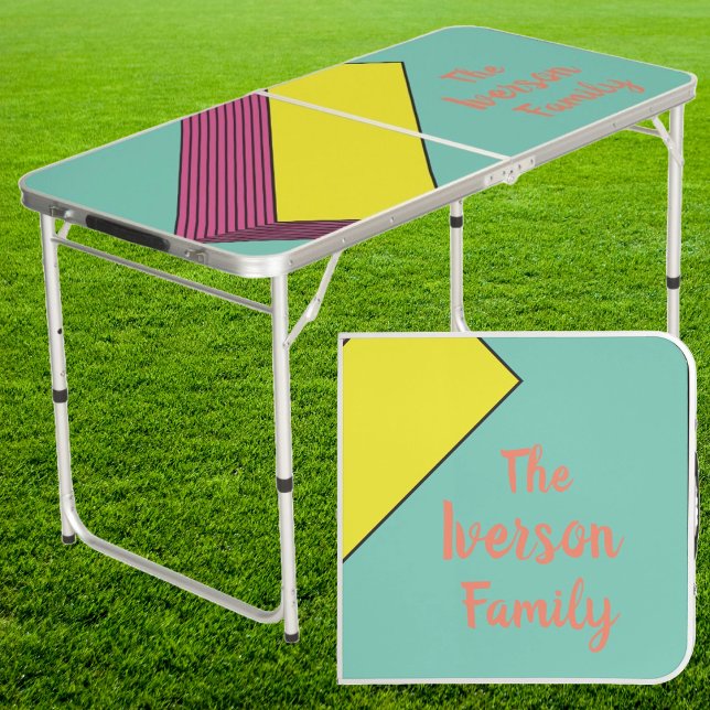 Vaporwave 'I' Family Name Throwdown Tailgate Beer Pong Table (Creator Uploaded)