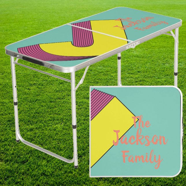 Vaporwave 'J' Family Name Throwdown Tailgate Beer Pong Table (Creator Uploaded)
