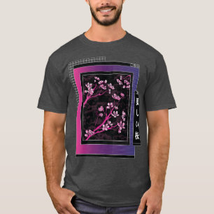 Vaporwave Japanese Cherry Sakura Tree Blossom Aest T-Shirt