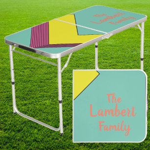 Vaporwave 'L' Family Name Throwdown Tailgate Beer Pong Table