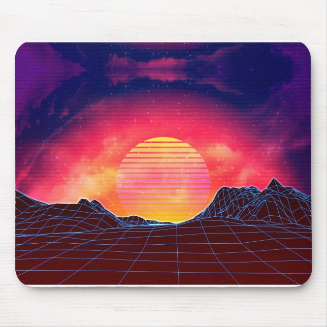 Vaporwave landscape with rocks mouse pad (Front)