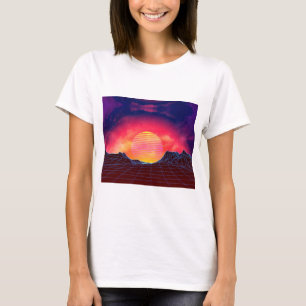 Vaporwave landscape with rocks T-Shirt