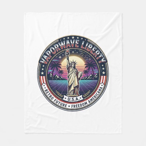 Vaporwave Liberty Patriotic Patriotic Vaporwave Re Fleece Blanket