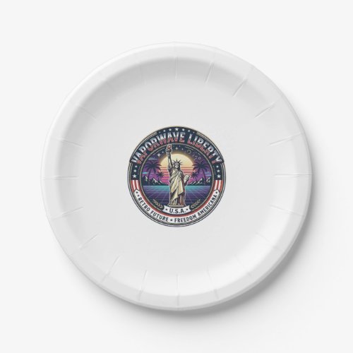 Vaporwave Liberty Patriotic Patriotic Vaporwave Re Paper Plates