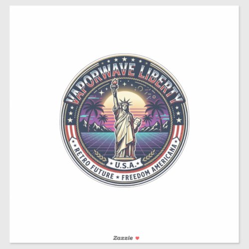 Vaporwave Liberty Patriotic Patriotic Vaporwave Re Sticker