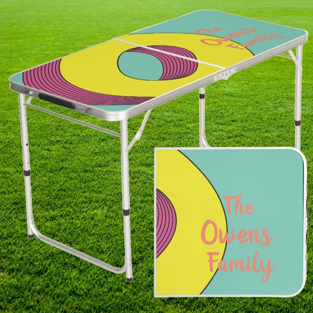 Vaporwave 'O' Family Name Throwdown Tailgate Beer Pong Table (Creator Uploaded)