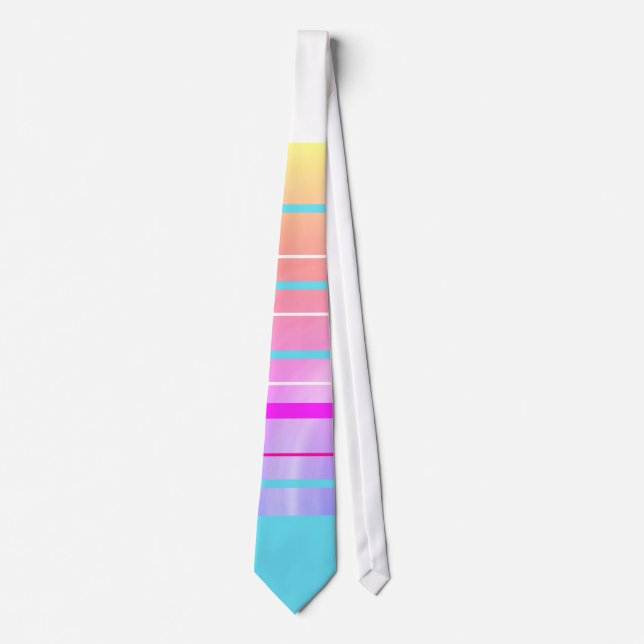 Vaporwave Pastels on White Digital Stripe Neck Tie (Front)
