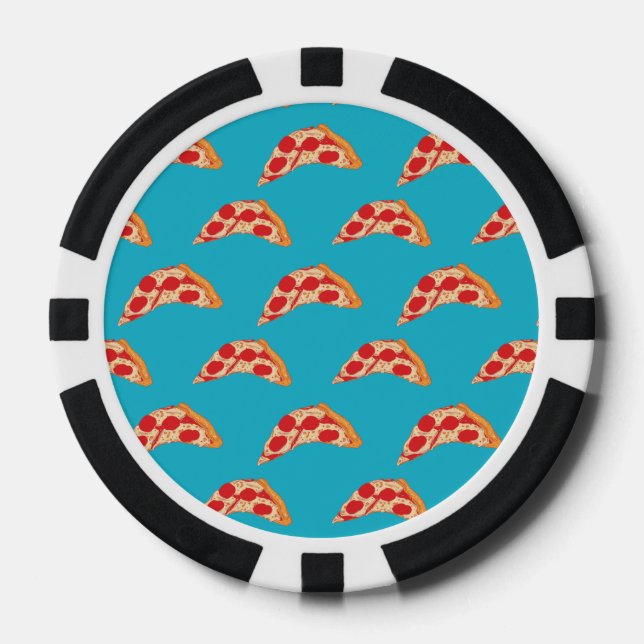 Vaporwave Pepperoni Cheese Pizza Slice Fast Food Poker Chips (Front)