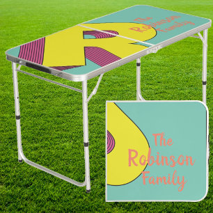 Vaporwave 'R' Family Name Throwdown Tailgate Beer Pong Table