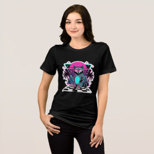 Vaporwave Raccoon Retro 80s Aesthetic  Tri-Blend Shirt