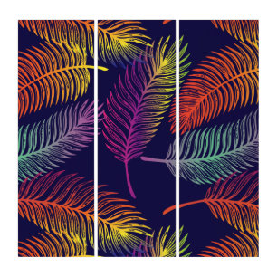 Vaporwave Rainbow Colors Leaf Vibes Hawaii Triptych