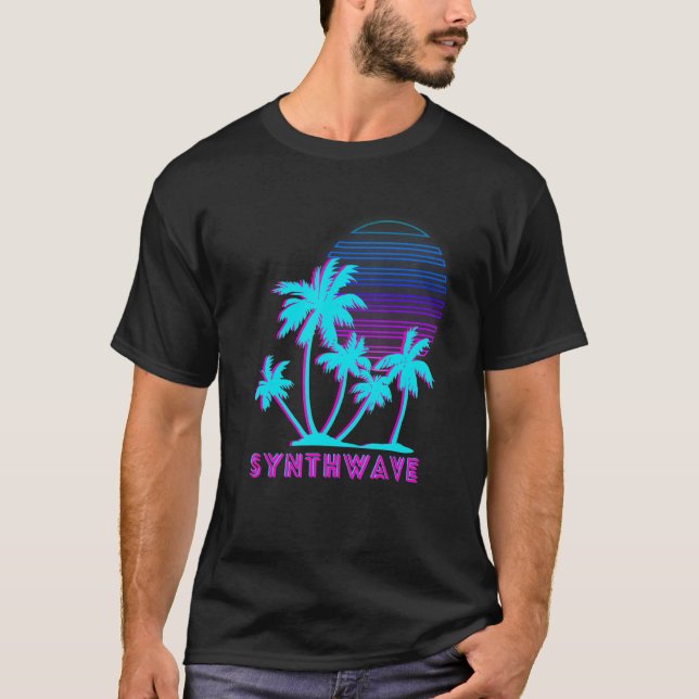 Vaporwave  Retro 1980s 1990s Otaku Synthwave Palm T-Shirt (Front)