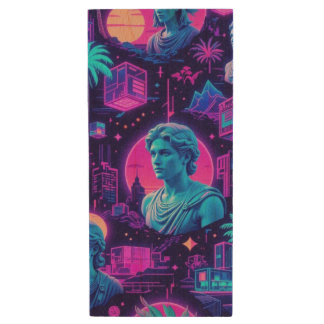 Vaporwave Reverie Wood Flash Drive