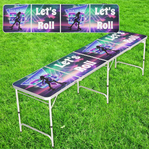 Vaporwave Roller Skate Birthday Party Beer Pong Table