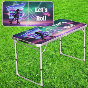 Vaporwave Roller Skate Birthday Party Beer Pong Table