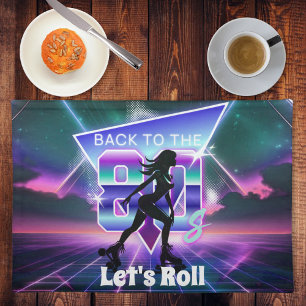 Vaporwave Roller Skate Birthday Party Cloth Placemat
