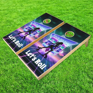 Vaporwave Roller Skate Birthday Party  Cornhole Set