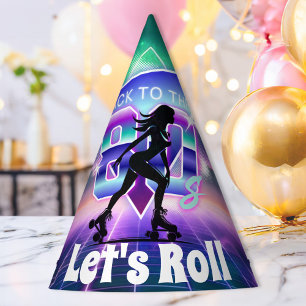 Vaporwave Roller Skate Birthday Party Hat