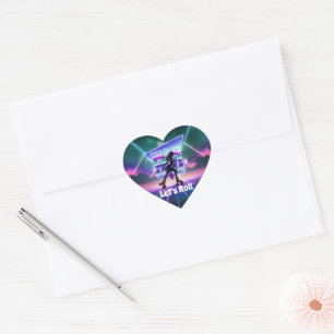 Vaporwave Roller Skate Birthday Party  Heart Sticker